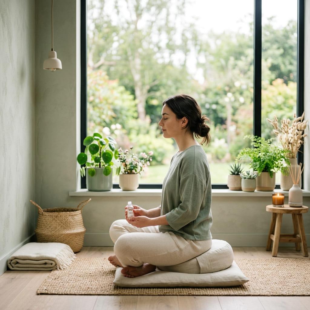 靜心冥想的女性,感受自然療癒力量
